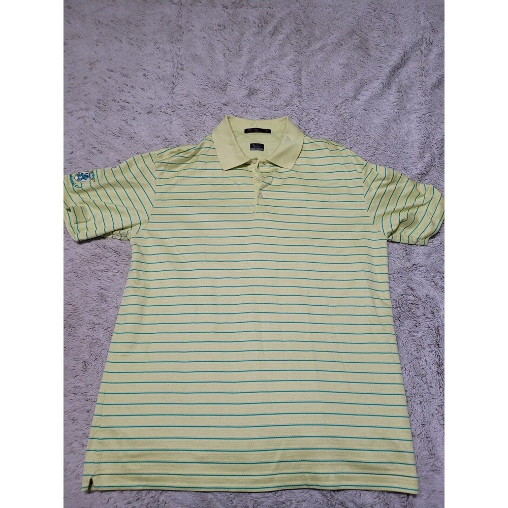 Mens XL Tiger Woods Golf Multicolor Striped Polo Shirt International Club logo